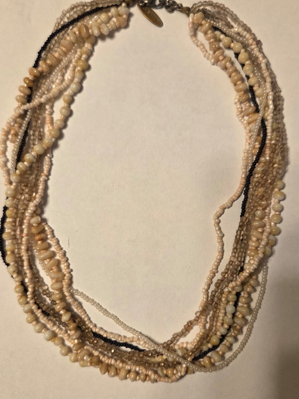 Avenue Multi-Strand Cream and Black Beaded Necklace